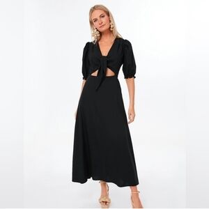 Hyacinth House Black Short Sleeve Cutout Midi Dress Tuckernuck